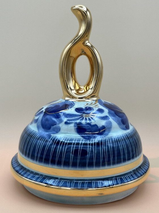 Image 1 of H. Bequet, Jarrón de jengibre, Azul vibrante con detalles dorados, Espectacular