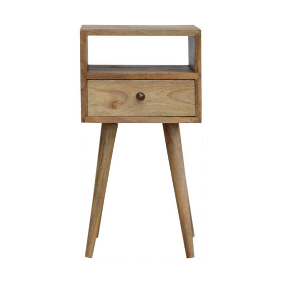 Mini Eichenholz-Optik Nachttisch – Kompaktes Mangoholz mit Schublade – Artisan, Nachttische, Metal, Wood (photo 2 of 10)