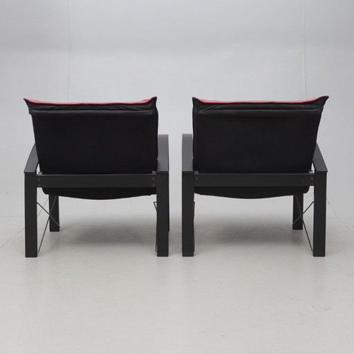 IKEA - Tord Björklund - Armchair - Leather, Wood, Metal - Pair of armchairs - 'Polhem'