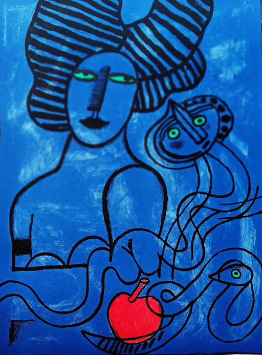 Corneille - Kleurenlitho Beeld Du Paradis Uit 1998