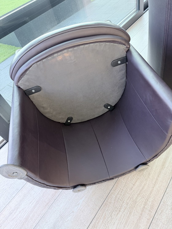 Rolf Benz Sofagarnitur 332 Und 6 Clubsessel 390 In Auberginenfarbenem Leder – Leather, Aluminium (photo 12 of 15)