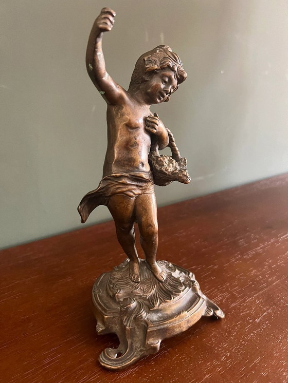 Image 1 of Rarität! Jugendstil Bronze von Farbel -die Cueilette (Laube)  1900-1920 signiert und Stempel der Gießerei