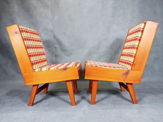 Image 1 of 2 Brutalist Armchairs By Krasna Jizbà, Vintage Czech 1960S