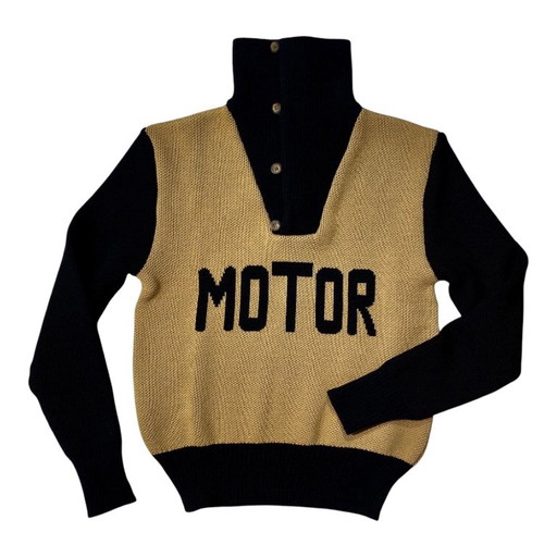 Maglione unisex da motociclista in stile anni '20 - Un pezzo chic Murderdrome Maglione in maglia di lana pesante Nero-Beige