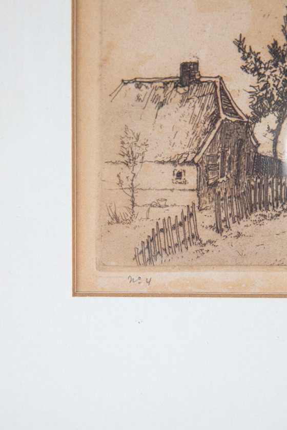 Image 1 of Jan Poortenaar – Dutch rural landscape with farmhouse – etching – signed