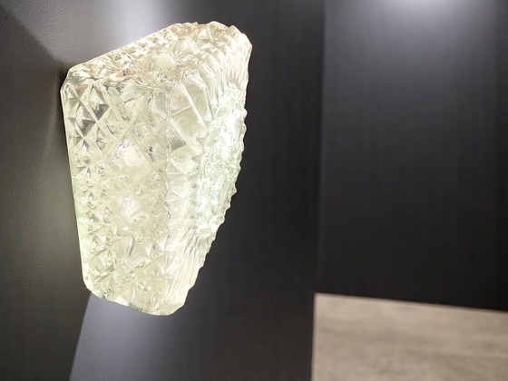 Image 1 of Vierkante helder kristallen wand- of plafondlamp, 1960