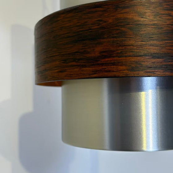 Jo Hammerborg, Vintage Pendant lamps with Rosewood ring, Fog & Mørup, Aluminium, Brown, Scandinavian (photo 3 of 14)