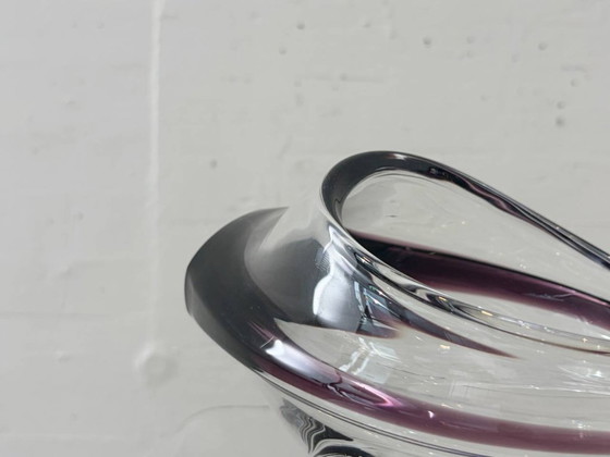 Image 1 of Crystal glass bowl with violet overlay, 1970s
