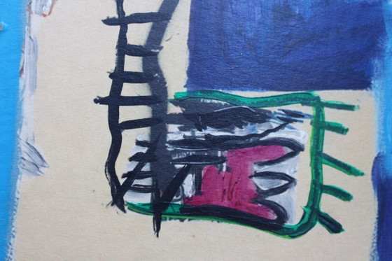 Image 1 of Modernistic Painting After Jean-Michel Basquiat, Circa 1980