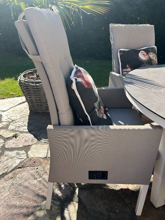 Caribbean Dinerset met ronde tafel, zweefparasol en 6 stoelen. – Tuinsets, Metal (photo 4 of 13)