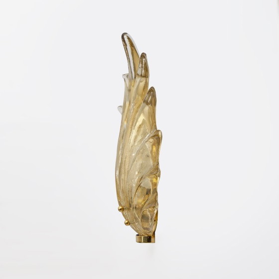 Image 1 of Paire de lampes à feuilles en verre de Murano de style italien moderne par Barovier & Toso