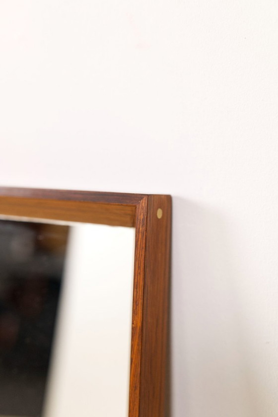 Image 1 of Rosewood mirror with brass pins, AM spejle Denmark, 1960's