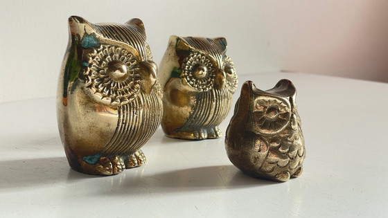 Image 1 of Famille HIBOUX Laiton et Bronze VINTAGE