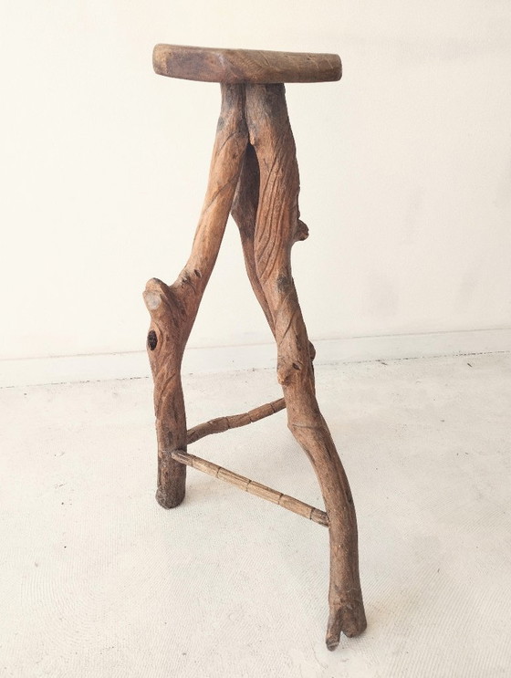 Image 1 of Satz von drei brutalistischen Barhockern, um 1970