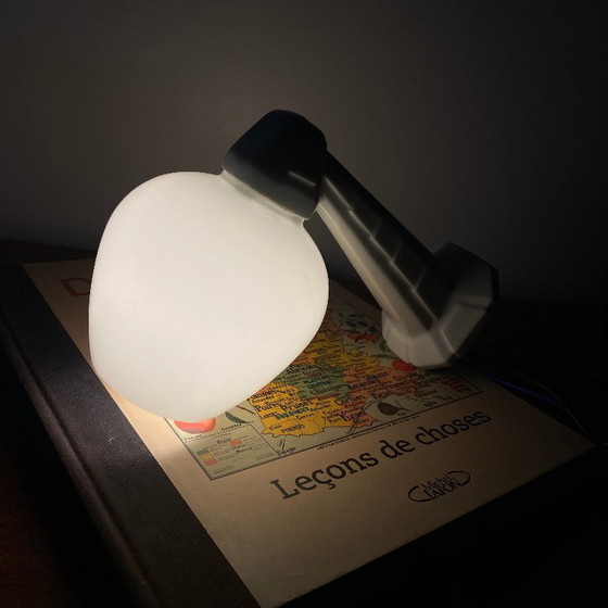 Ceramic Swan Neck Wall Sconce with Opaline White Glass Globe – Wall lights (photo 7 of 8)