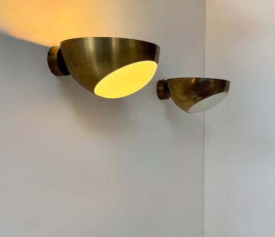 Image 1 of Coppia di applique vintage in ottone e vetro, Italia 1960