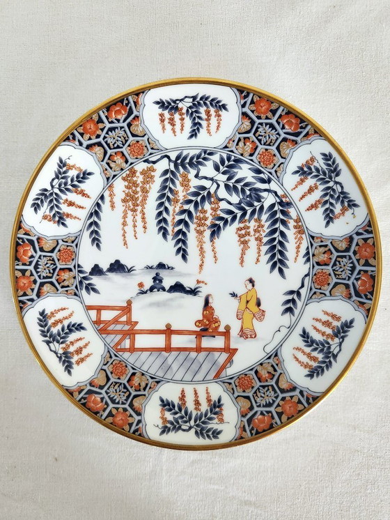 Image 1 of 5 piatti di porcellana giapponese con decorazioni di mani di geisha