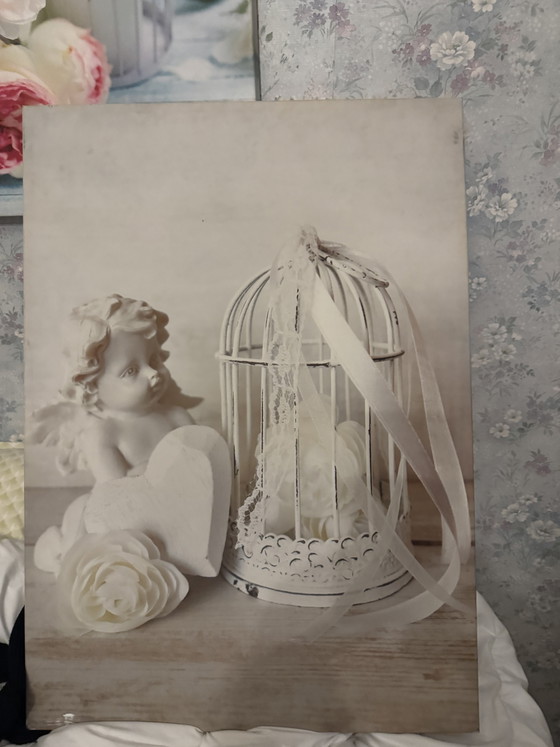 Image 1 of Engel op canvas met hart