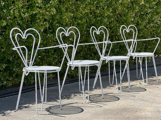 Set Of 4 Mathieu Matégot "Cardioques" Armchairs, 1950s