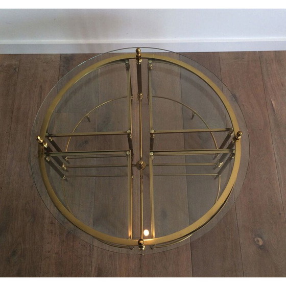 Image 1 of Round vintage Neoclassical Brass Coffee Table, 1970