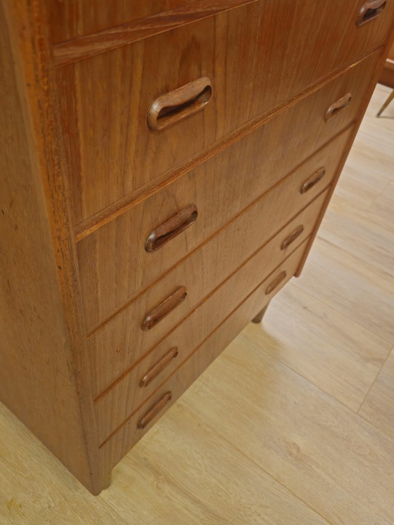 Image 1 of Cassettiera vintage danese a 6 cassetti, mobiletto con cassetti, mobiletto in teak, impiallacciatura in teak.