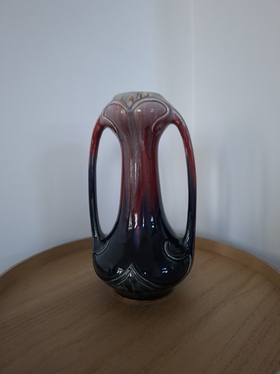 Image 1 of Bellissimo set di vasi Art Deco - Faïencerie de Thulin - Smalto a goccia