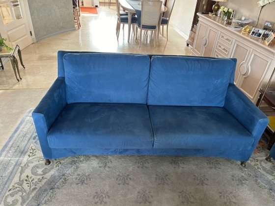 Image 1 of Leolux 2x2,5 bank blauw Alcantare van €6.000-> €450!