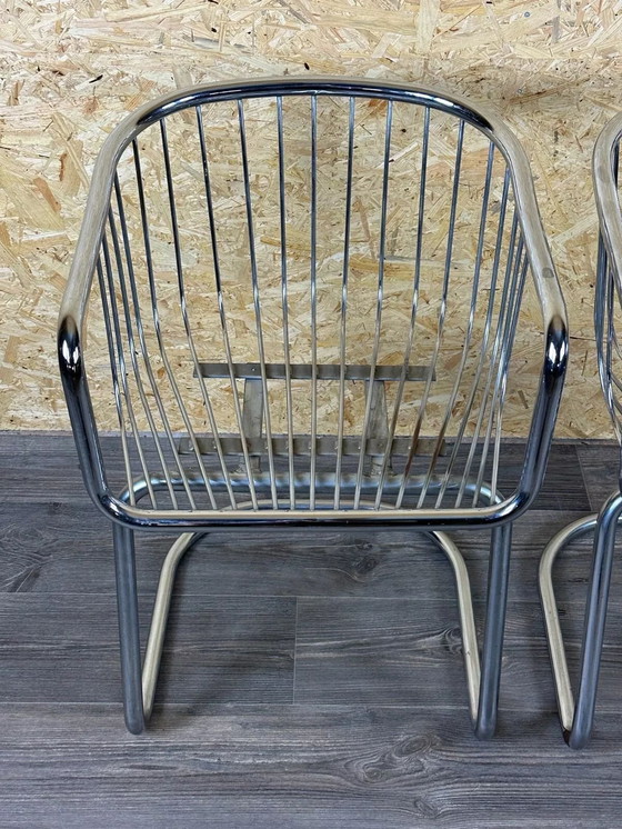 Image 1 of 2x sedia da pranzo in metallo cromato anni &#39;60 e &#39;70