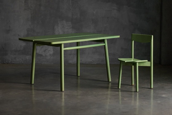 Image 1 of Groene eetkamerstoelen van Pierre Gautier Delaye, Frankrijk, 1965