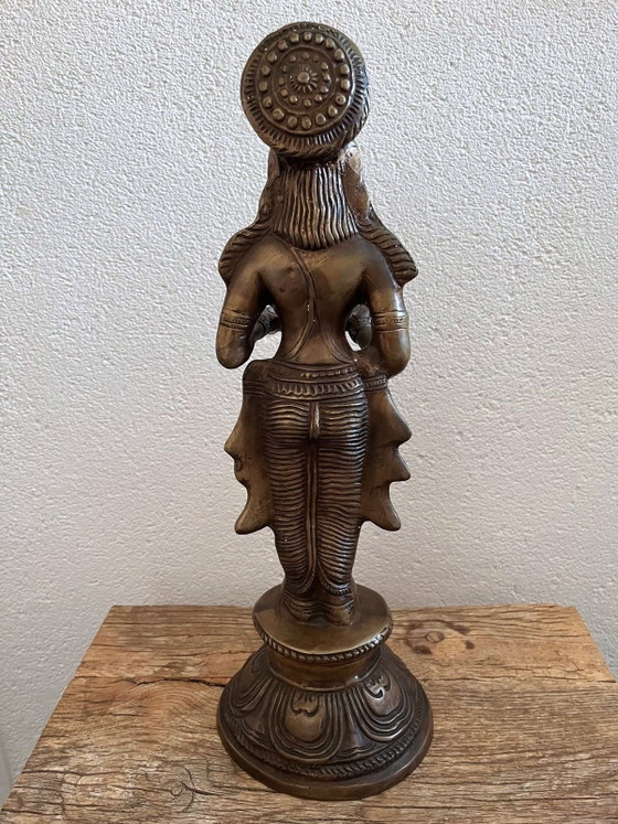 Image 1 of Groot vintage messing Deepalakshmi-beeld / olielamp – 45 cm (3,5 kg)