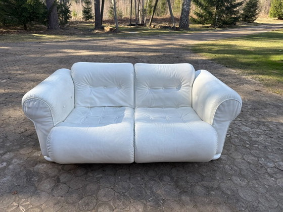 Image 1 of Fur Comodus — 2-zits leren bank — Duitsland — Sculpturale vintage loungeklassieker