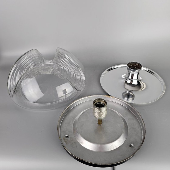 Image 1 of Vintage Space Age Ceiling Lamp – Peill & Putzler “Wave” / “Futura” – 1970s Germany – Glass and Metal – Ø 32 cm.