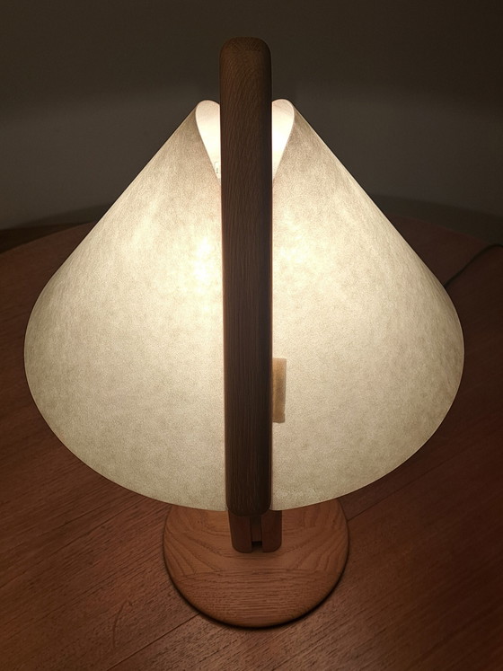 Image 1 of DOMUS Table Lamp Type 7701 – Solid Wood – Lunopal Shade – Design Classic