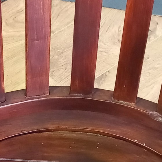 Image 1 of Chaise de bureau ancienne en acajou à coupelles