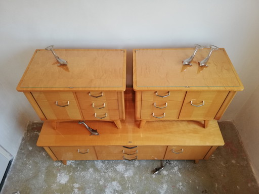 Luxury Mid - Century Vintage Set: Lowboard Dresser TV Furniture / Nightstands Sideboards