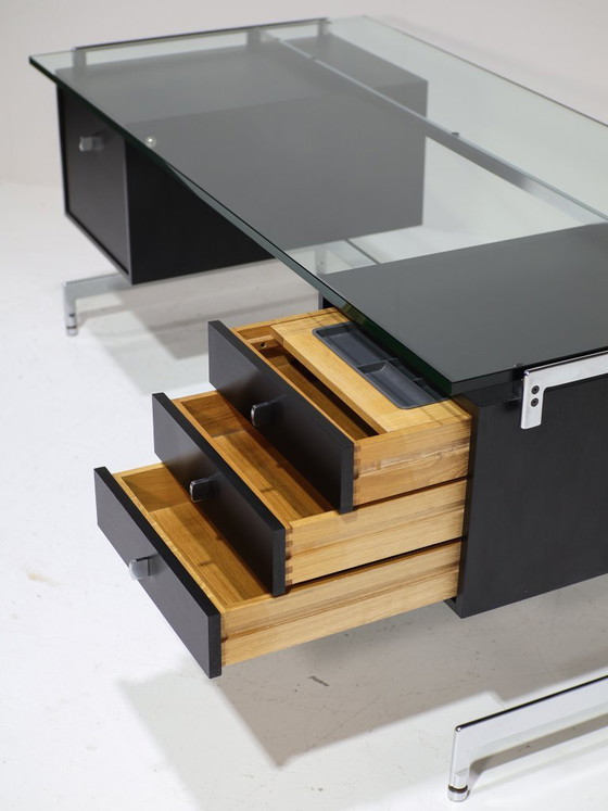Image 1 of Preben Fabricius and Jørgen Kastholm desk black chrome glass 1960s