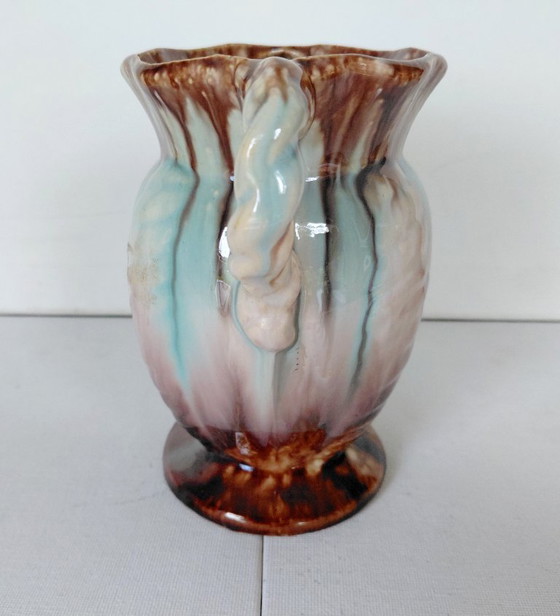 Bay Keramik Vase, Pastel Drip Glaze, WGP 1950s, Ceramic, Brown (photo 7 of 10)