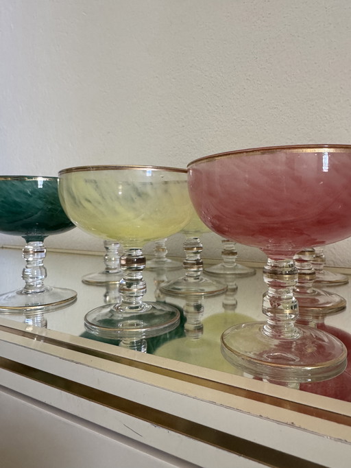 Venetian crystal multicolored ice cream cups