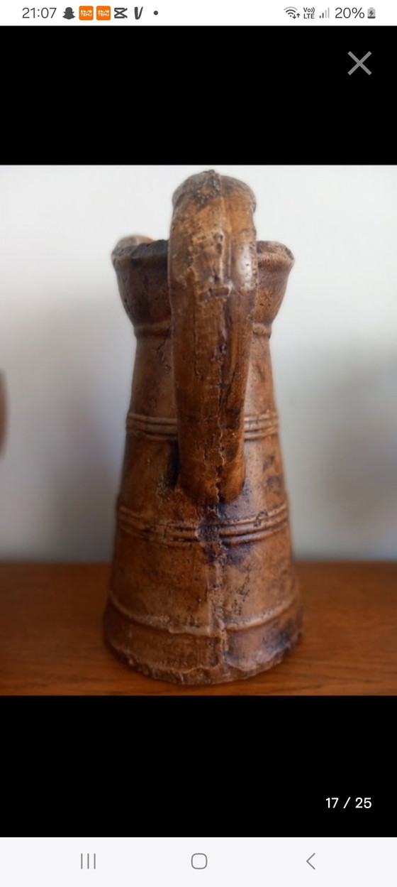 Image 1 of Monastic Reserve Pitcher, Spain, 19th Century - Institutional Markings J.M."