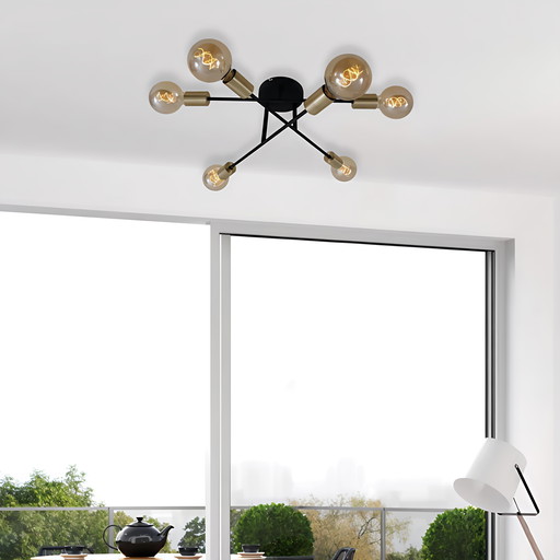 Moderne Design Plafondlamp "Pale", Roteerbaar in Goud en Zwart met 6 Lichtbronnen