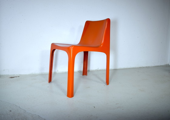 Image 1 of 4x Fauteuil vintage rétro orange style italien, style spatial, en fibre de verre