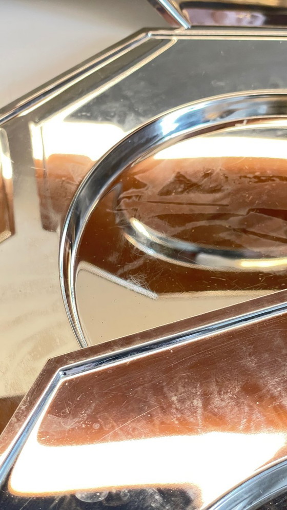 Image 1 of Set van 6 vintage zilveren metalen borden