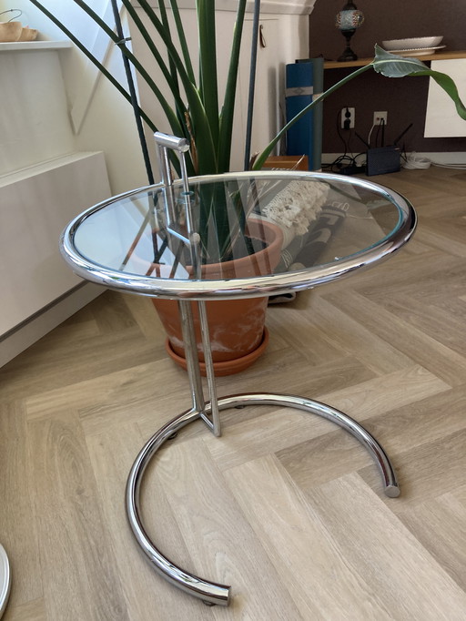 Side table chrome with glass top