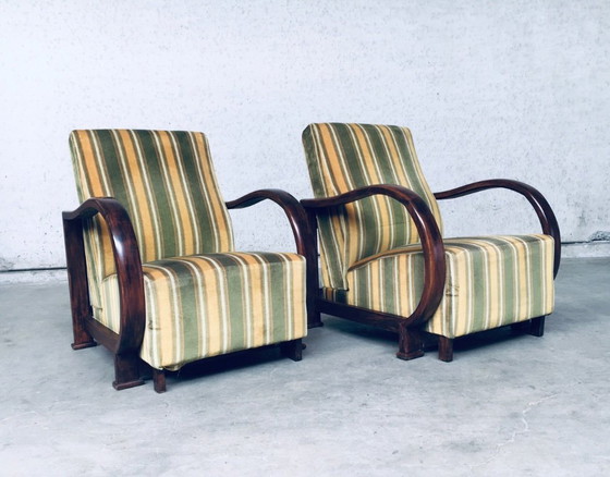 Image 1 of Art Deco Reclining Bentwood Armchair Lounge Chair Set 1930's