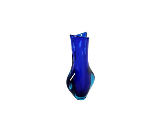 Image 1 of Murano – Flavio Poli – Vase „Knospe“ – Aquamarin und Kobaltblau – Italien – 1960er Jahre