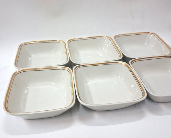 Image 1 of Vintage set of six square porcelain dessert bowls