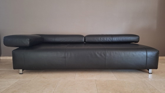 Image 1 of 2 black leather designer sofas by FSM (De Sede) model Velas