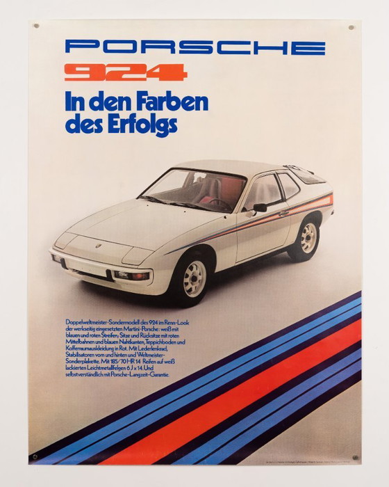 Image 1 of Porsche 924 in den Farben des Erfolgs – Anni '70 – Poster originale Porsche vintage – Vintage – 102x76 cm