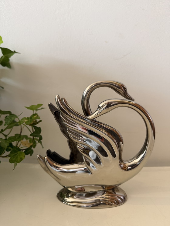Image 1 of Art Nouveau napkin holder two swans