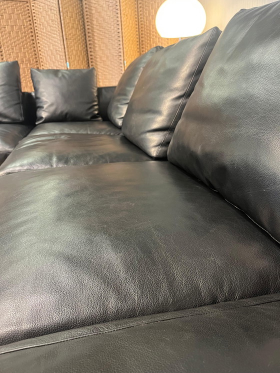 Image 1 of Minotti Andersen 4-Delige Zwarte Leren Hoekbank 